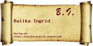 Balika Ingrid névjegykártya